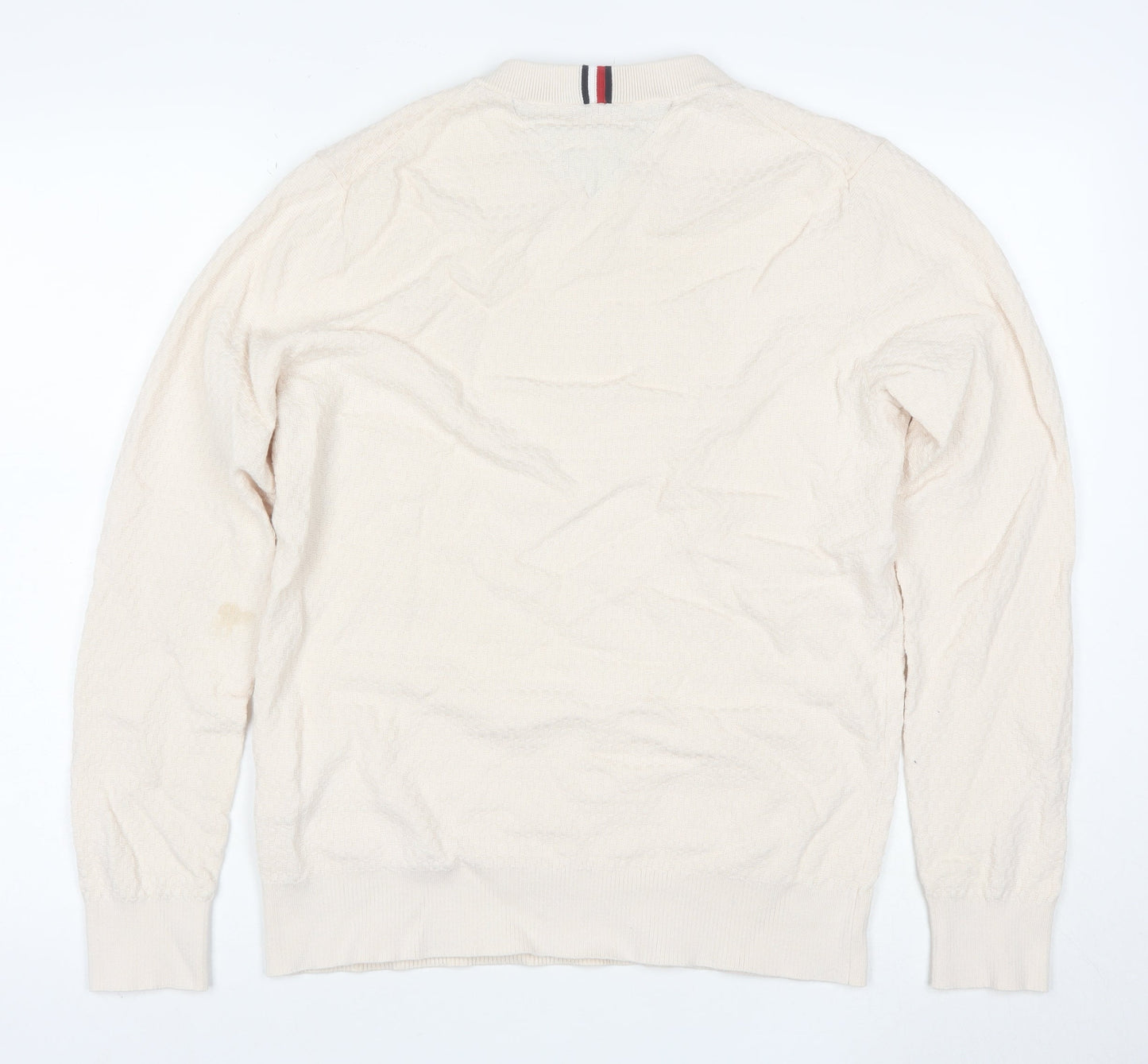 Tommy Hilfiger Men's Beige Cotton Crew Neck Jumper Size L