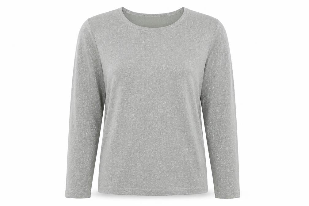 Valerie Stevens Petites Silver Long Sleeve Knit Top Women’s M