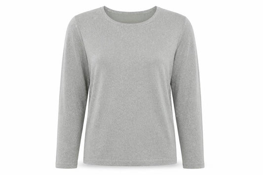 Valerie Stevens Petites Silver Long Sleeve Knit Top Women’s M