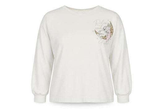 Disney Women White Dumbo Long Sleeve Nightshirt L