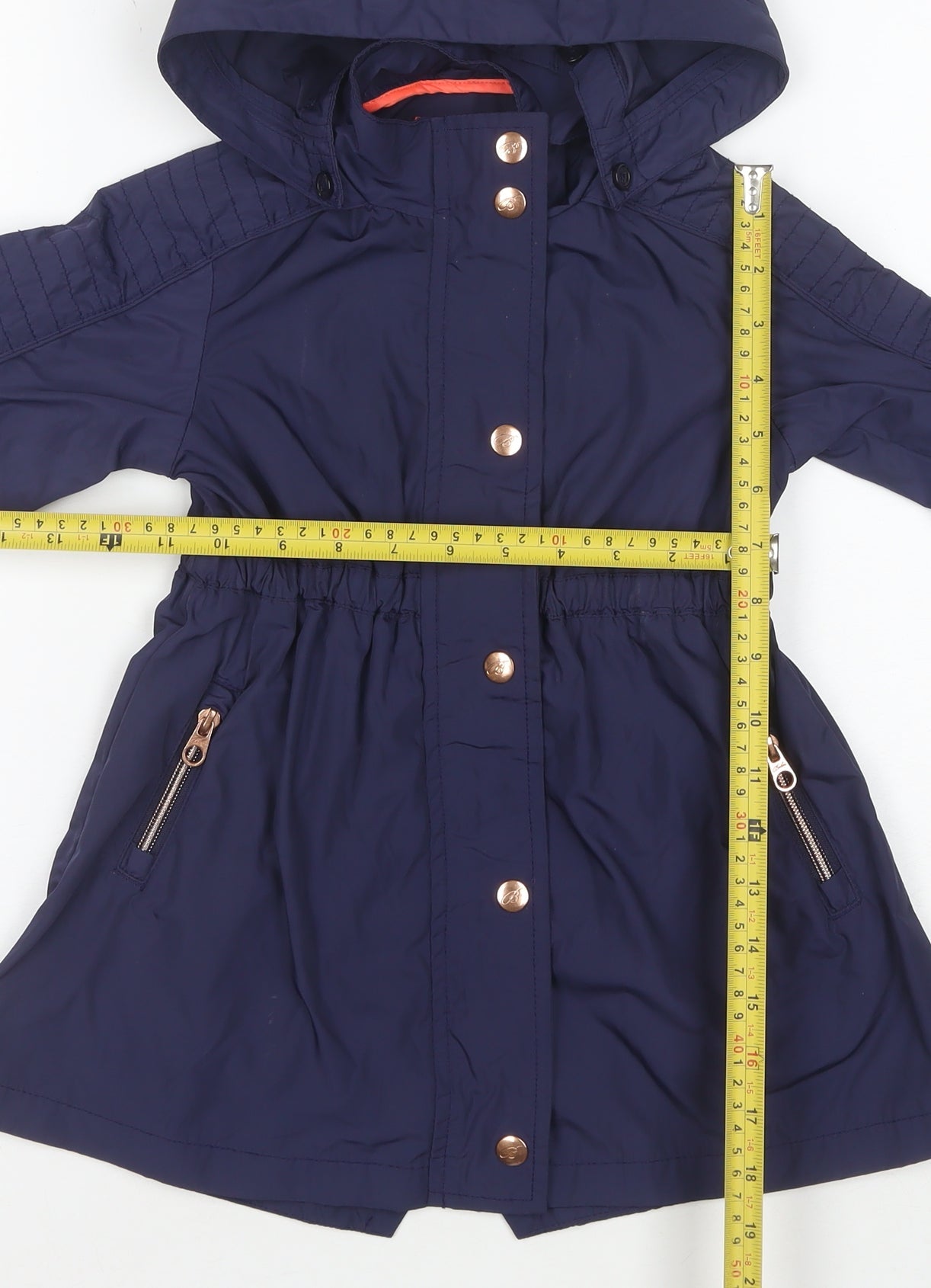Baker by Ted Baker Girls Blue Hooded Mid-Length Parka Coat Age 4