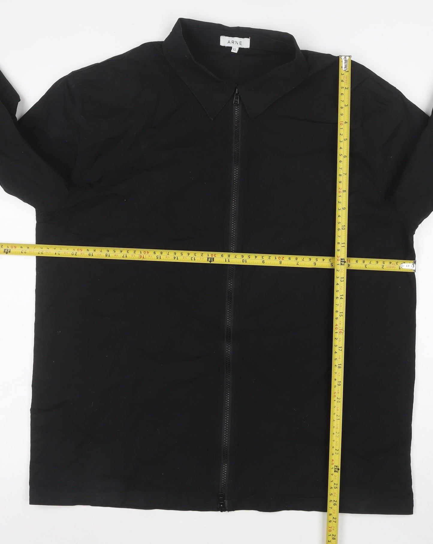 ARNE Men's Black XL Slim Fit Cotton Zip Up Jacket