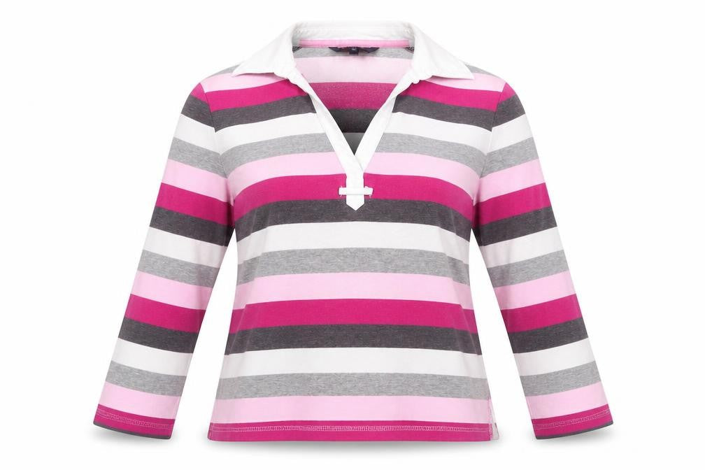 Maine New England Womens Multicoloured Striped Cotton Rugby Top Size 12