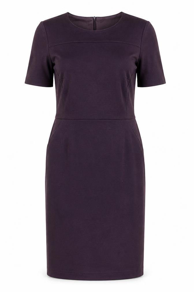 Basler Women Purple Short Sleeve Sheath Kneelength Dress Size 12