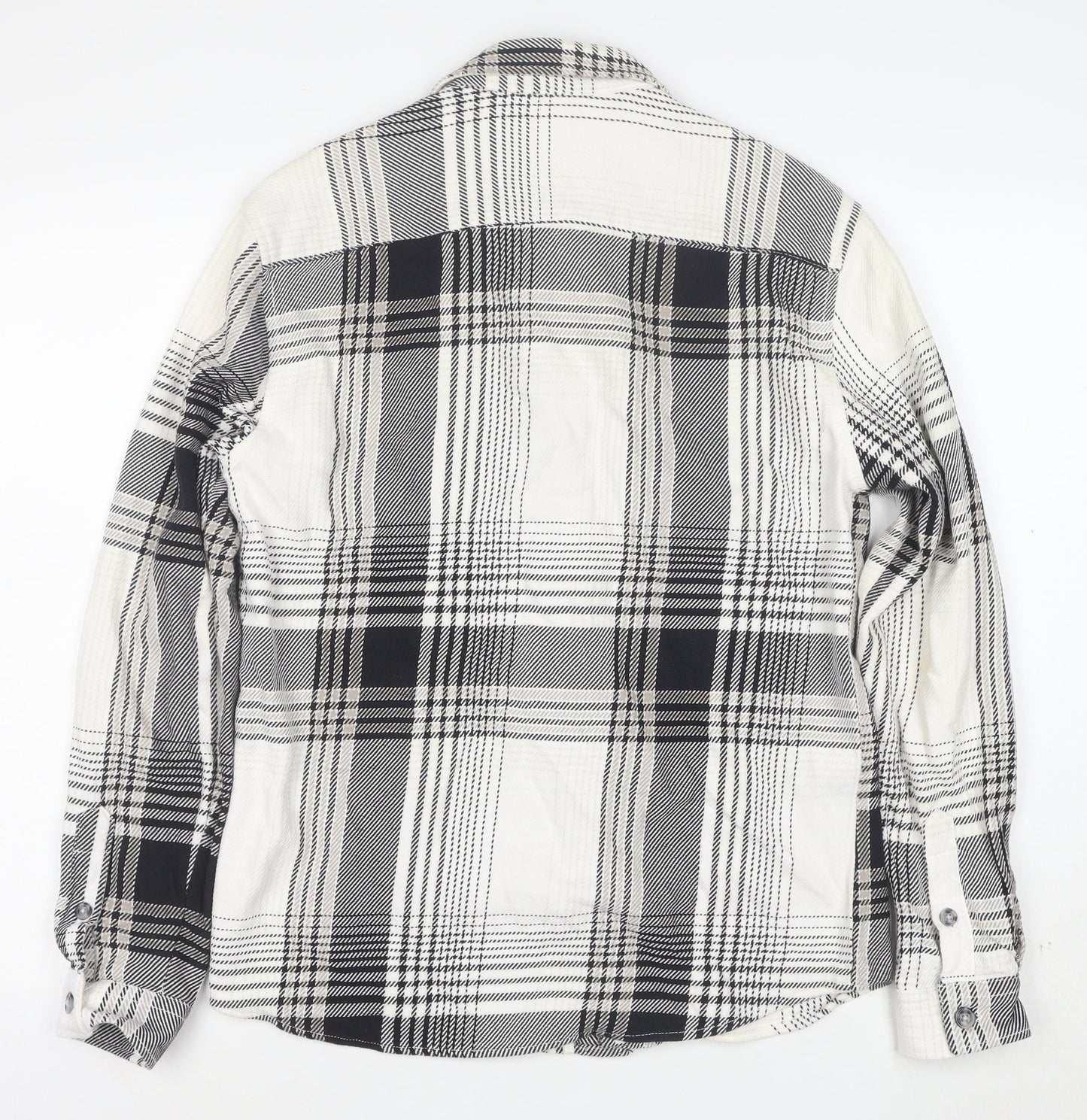 River Island Men's Black Plaid Button-Up Cotton Shirt Size S