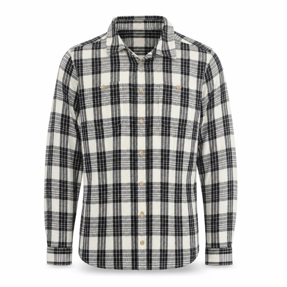 Prototype Trading Men's Black Check Flannel Button-Up Shirt M