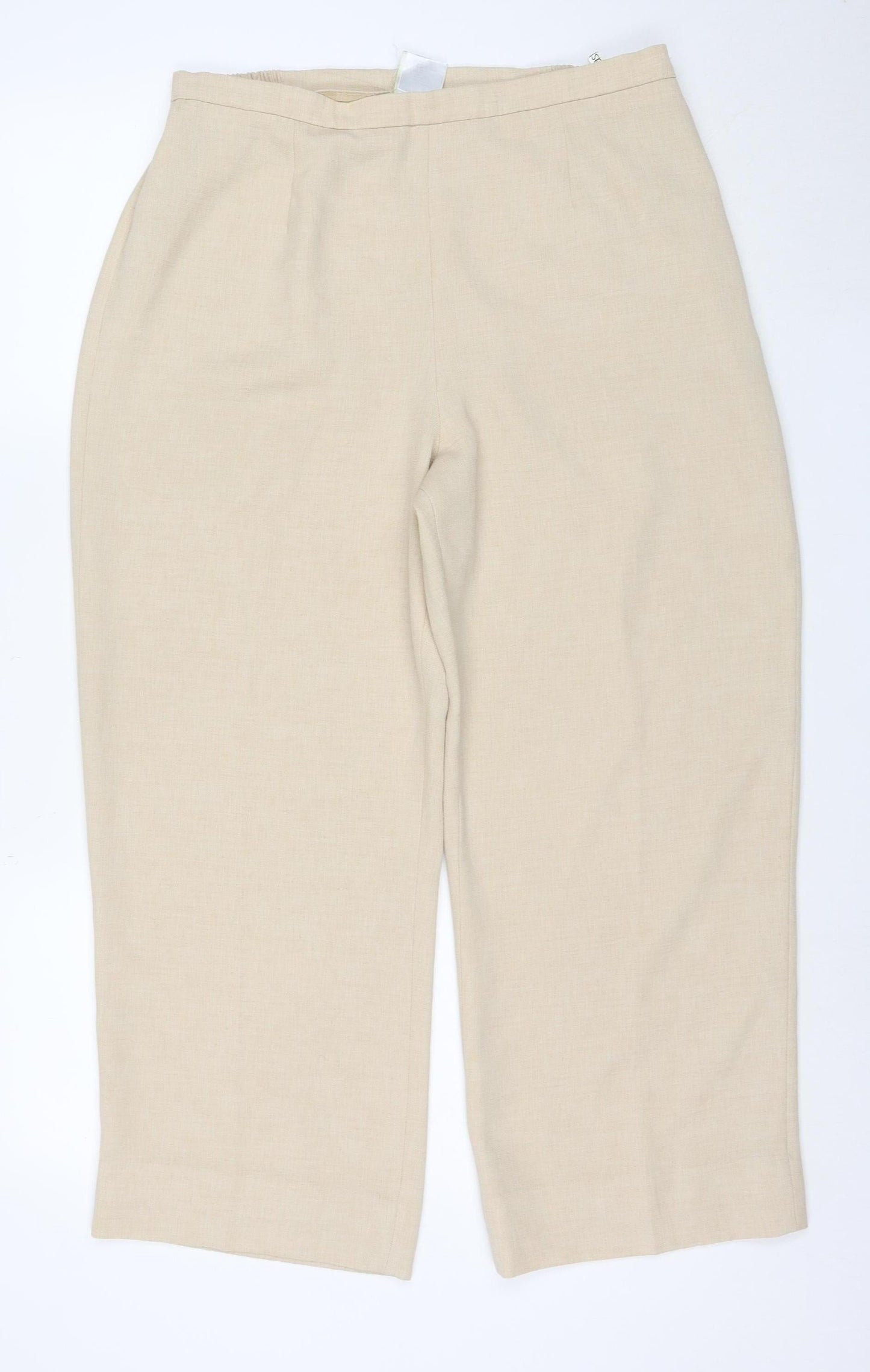 Eastex Women Beige High Rise Straight Trousers Size 12