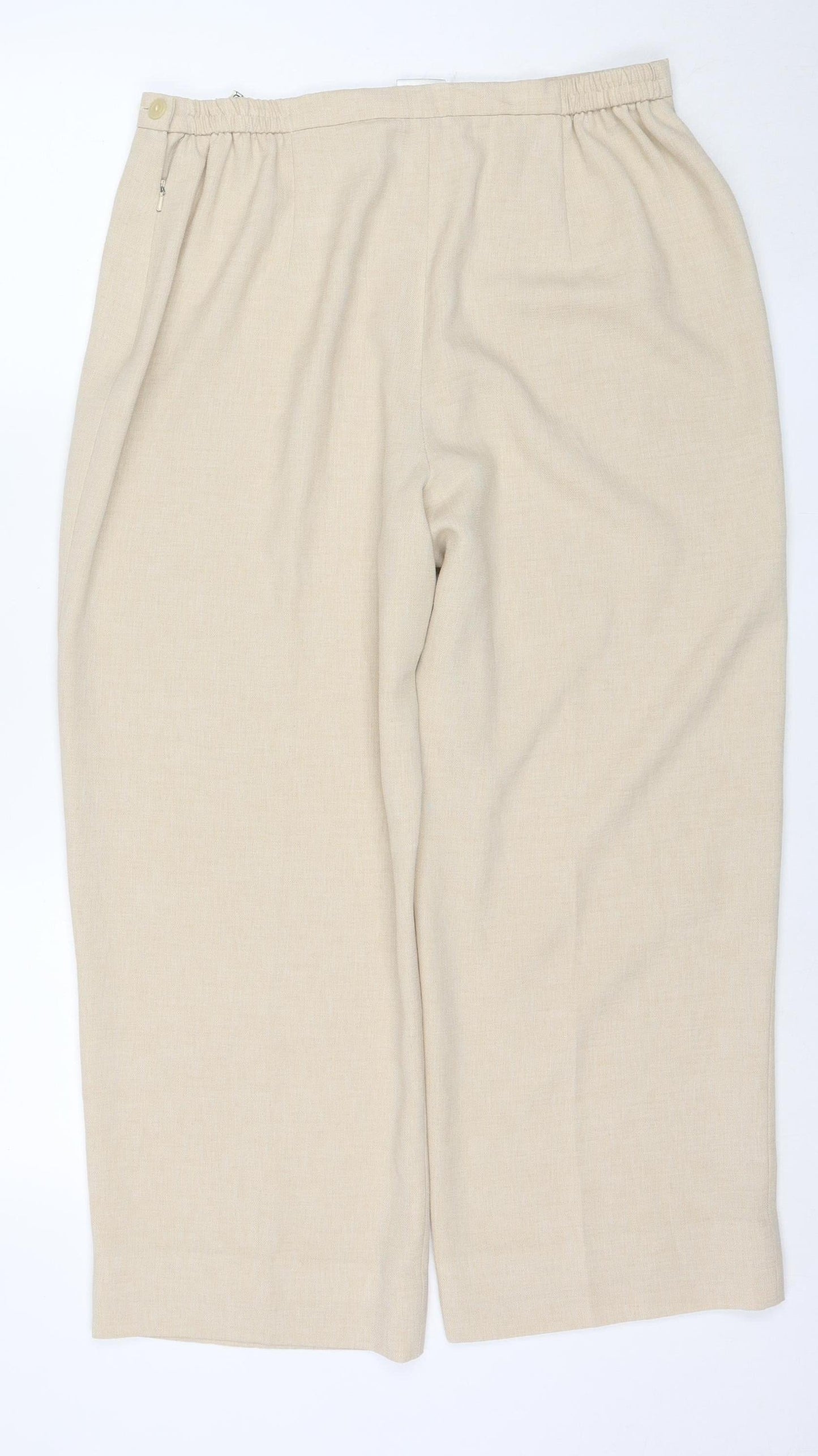 Eastex Women Beige High Rise Straight Trousers Size 12