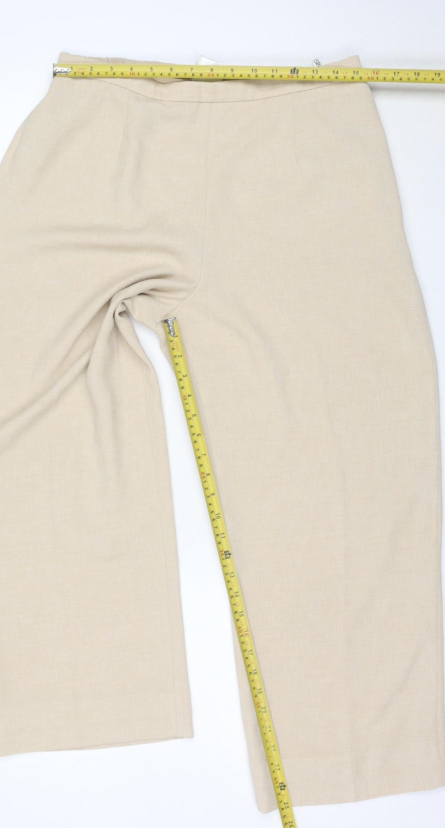 Eastex Women Beige High Rise Straight Trousers Size 12