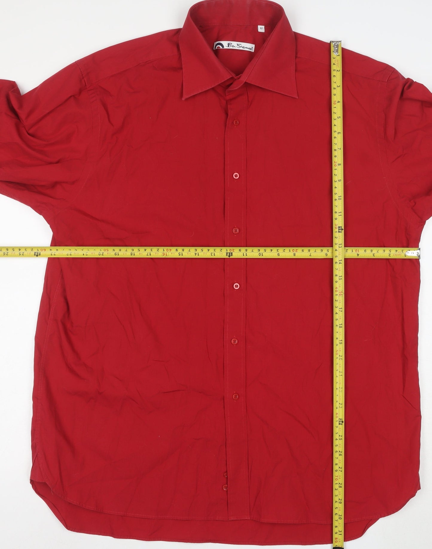 Ben Sherman Men's Red 17 Long Sleeve Regular Fit Button-Up Shirt