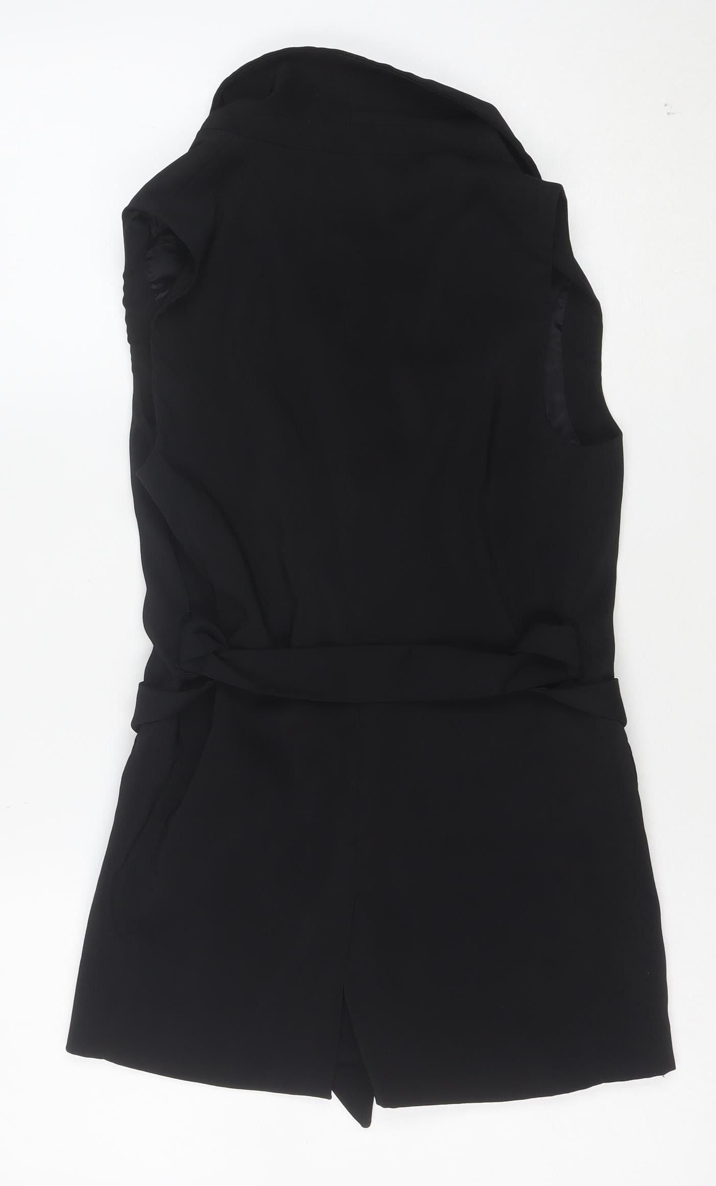 H&M Women's Black Belted Sleeveless Shorts Suit Size 8 Regular Fit