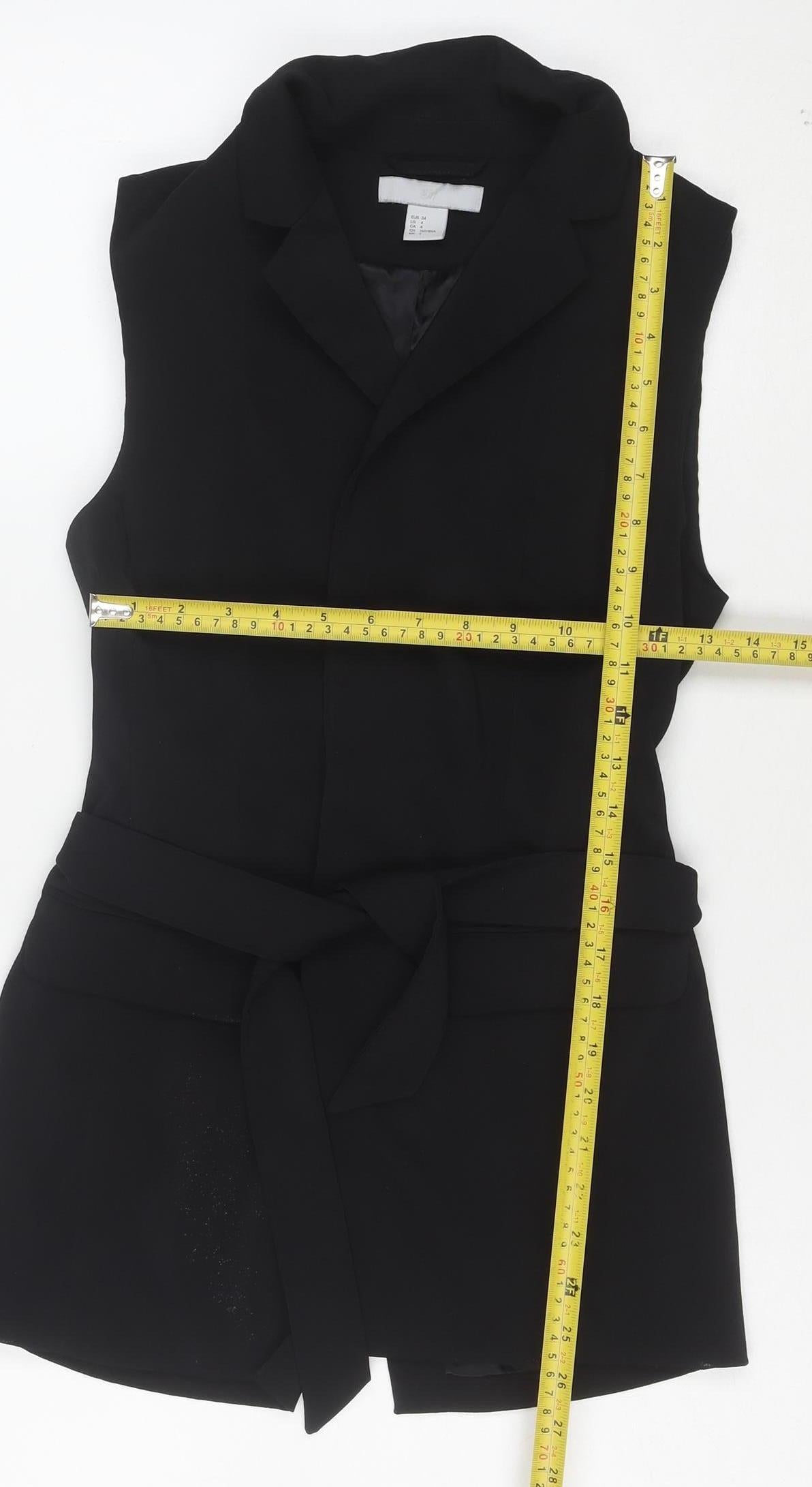 H&M Women's Black Belted Sleeveless Shorts Suit Size 8 Regular Fit