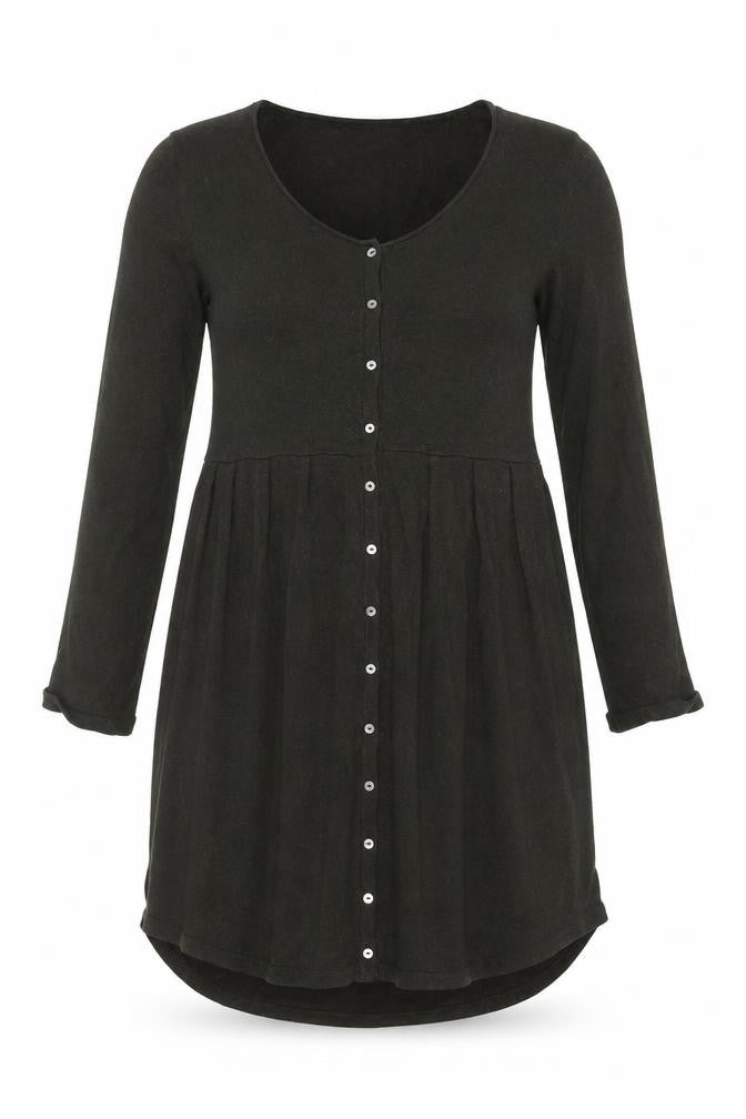 Saskia Women Green Cotton Long Sleeve Button Shirt Dress S