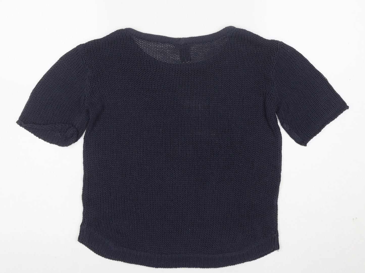 H&M Womens Navy Blue XS Short Sleeve Knit Jumper