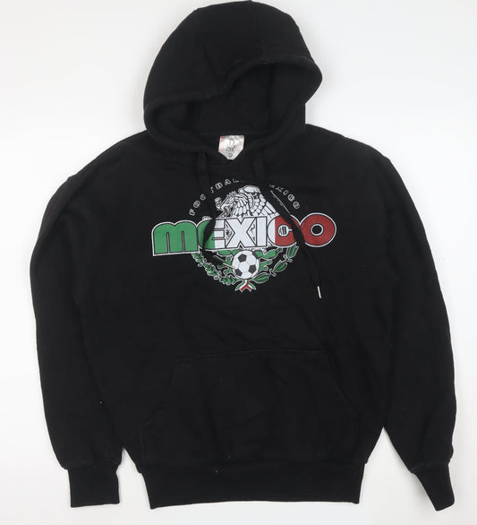 DSY Mens Black Mexico Football Graphic Pullover Hoodie M