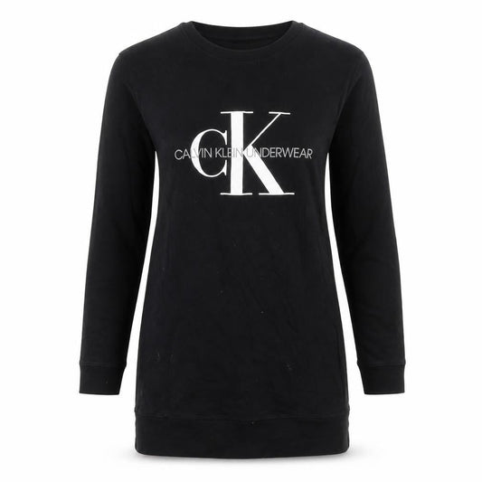 Calvin Klein Women Black Cotton Long Sleeve T-Shirt Dress S