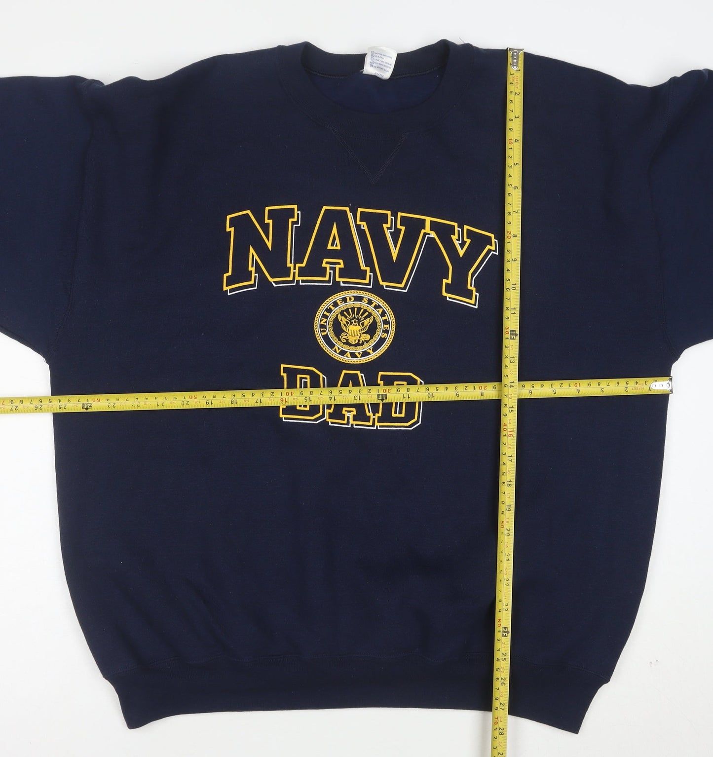 Soffe Men’s Navy Blue XL Crew Neck Pullover Sweatshirt Navy Dad Graphic
