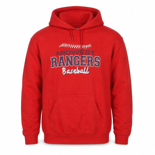 Gildan Men's Red Pullover Hoodie Midwest Rangers Baseball M