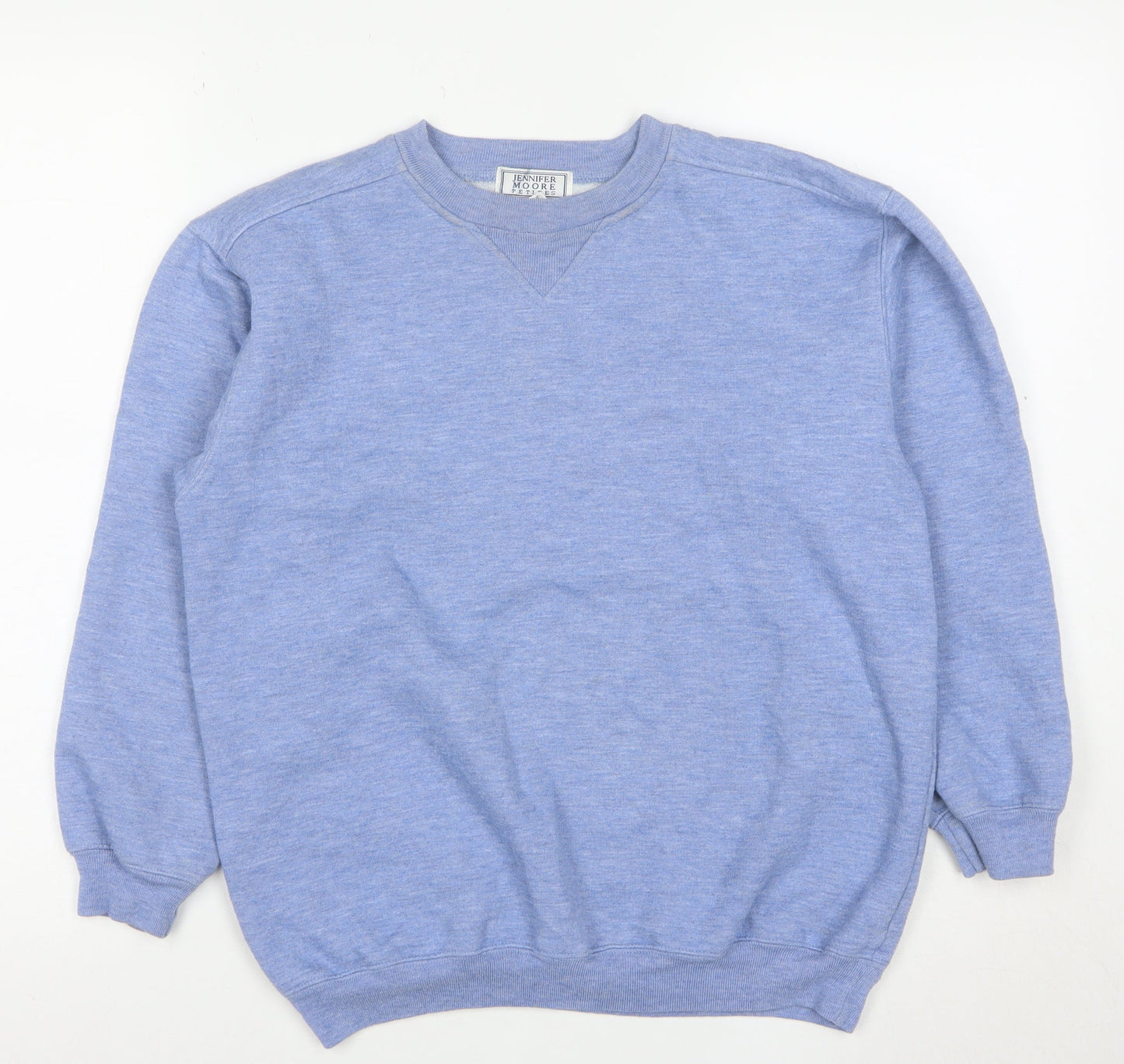 Jennifer Moore Petites Womens Blue Small Pullover Sweatshirt Cotton Blend