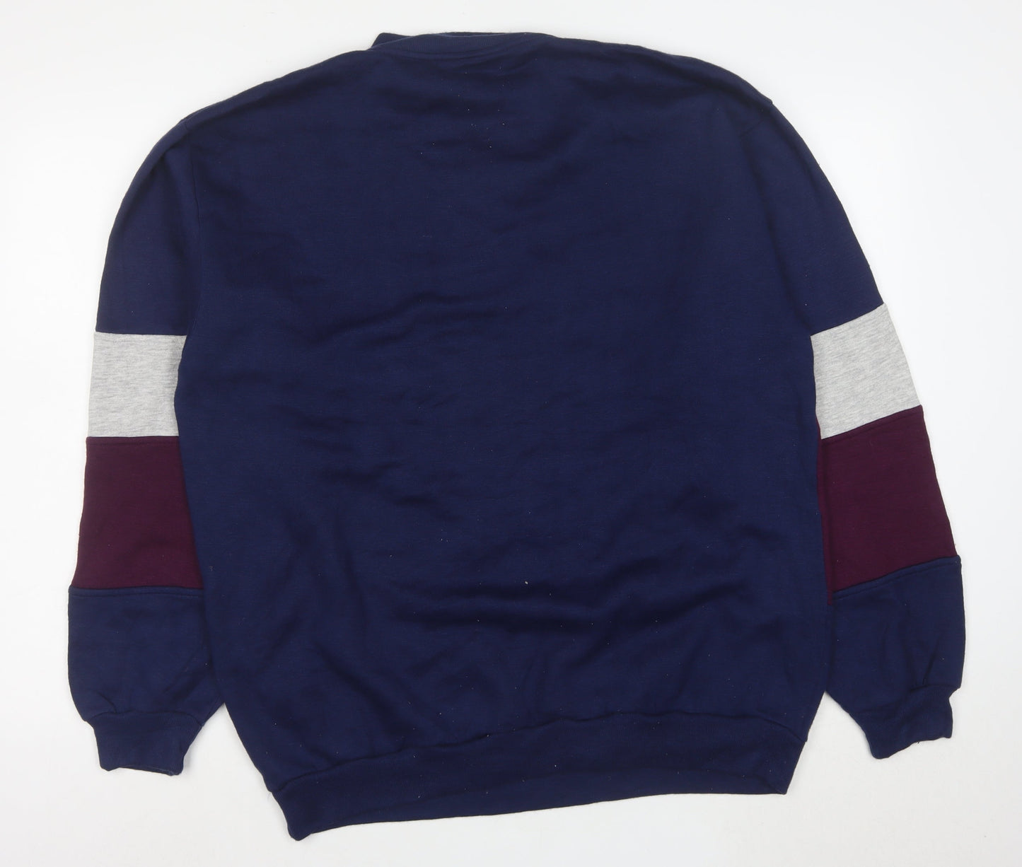 Spalding Men’s Blue Henley Sweatshirt L Colour Block Sports Style