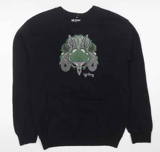 Gildan Women's Black S Pullover Sweatshirt with Graphic Design