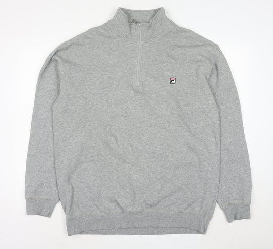 FILA Mens Grey XL 1/4 Zip High Neck Sweatshirt