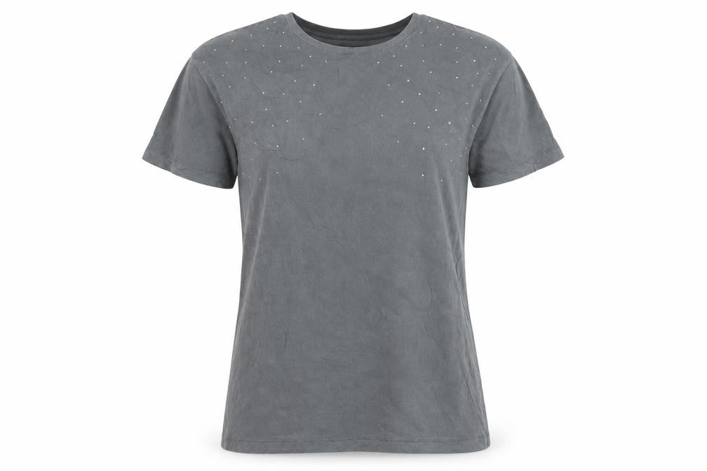 New Look Women's Grey Studded Cotton T-Shirt UK 12 Short Sleeve