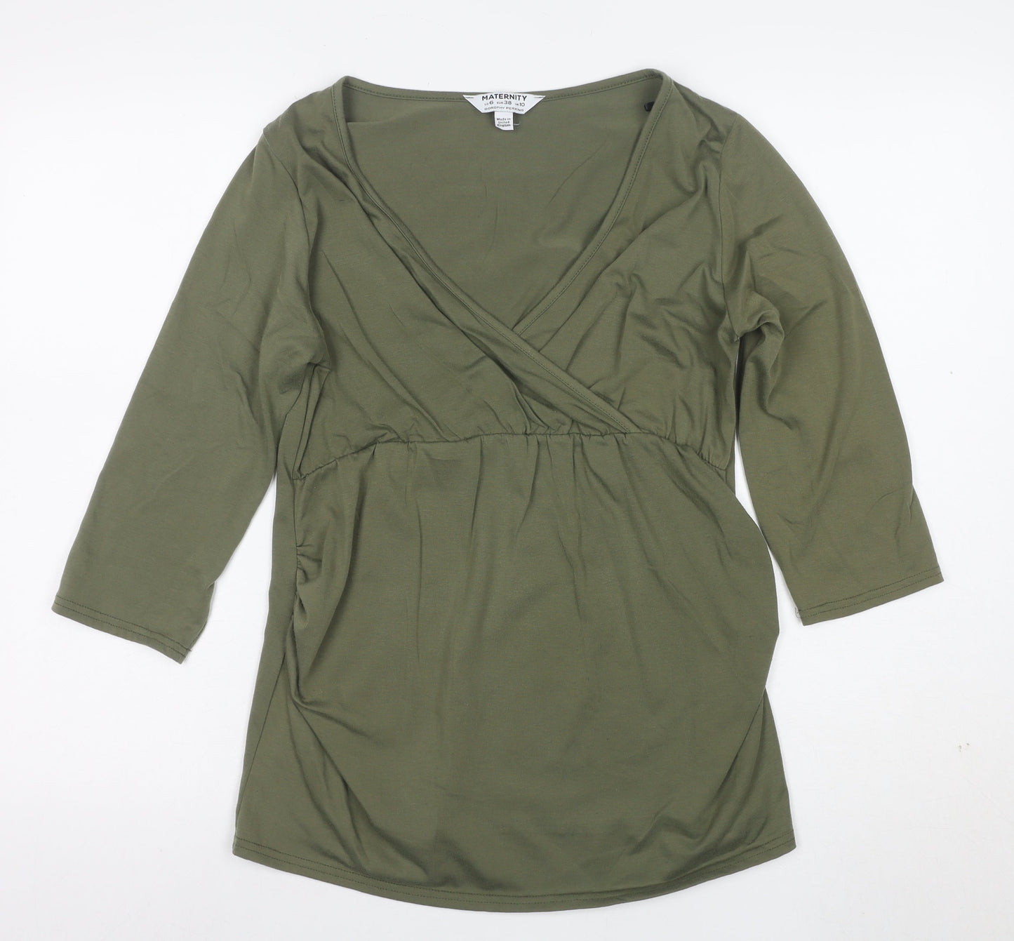 Dorothy Perkins Maternity Khaki Green 3/4 Sleeve Wrap Top UK 10