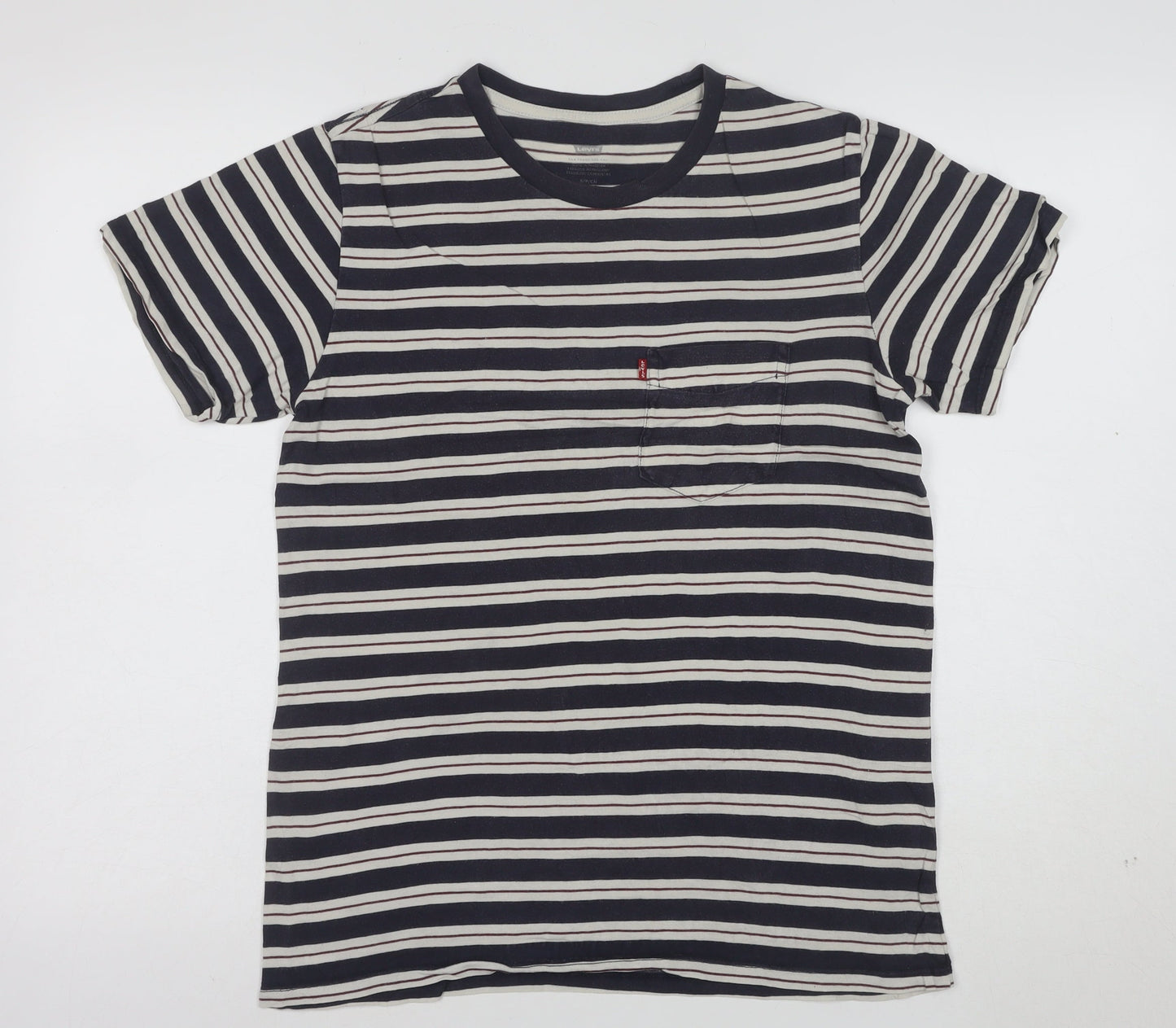 Levi's Men's Navy White Striped Cotton Crew Neck T-Shirt Size S