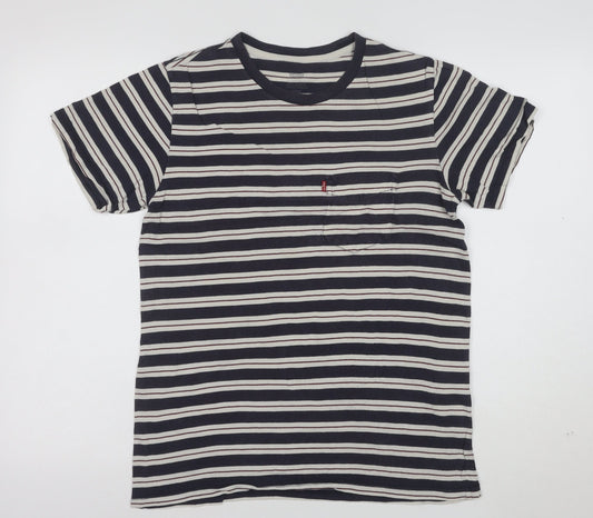 Levi's Men's Navy White Striped Cotton Crew Neck T-Shirt Size S