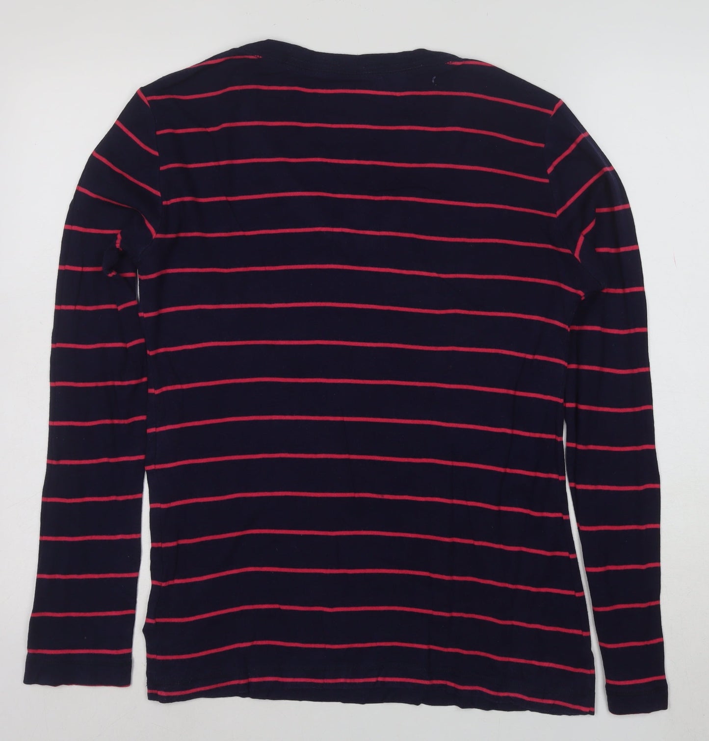 Gap Women’s Blue Striped V-Neck Long Sleeve Cotton Modal T-Shirt Size L