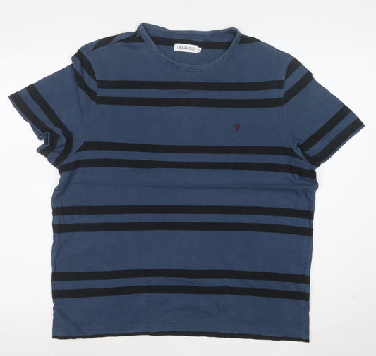 Farah 1920 Men's Blue Striped Cotton Short Sleeve T-Shirt Size L