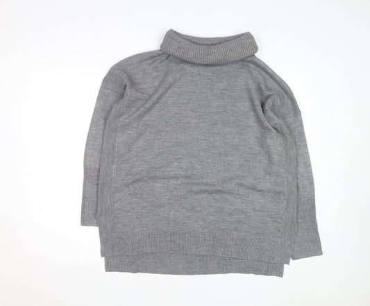 French Connection Women's Grey Roll Neck Wool Blend Jumper M