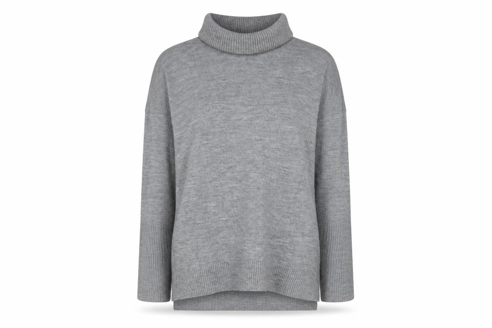 French Connection Women's Grey Roll Neck Wool Blend Jumper M