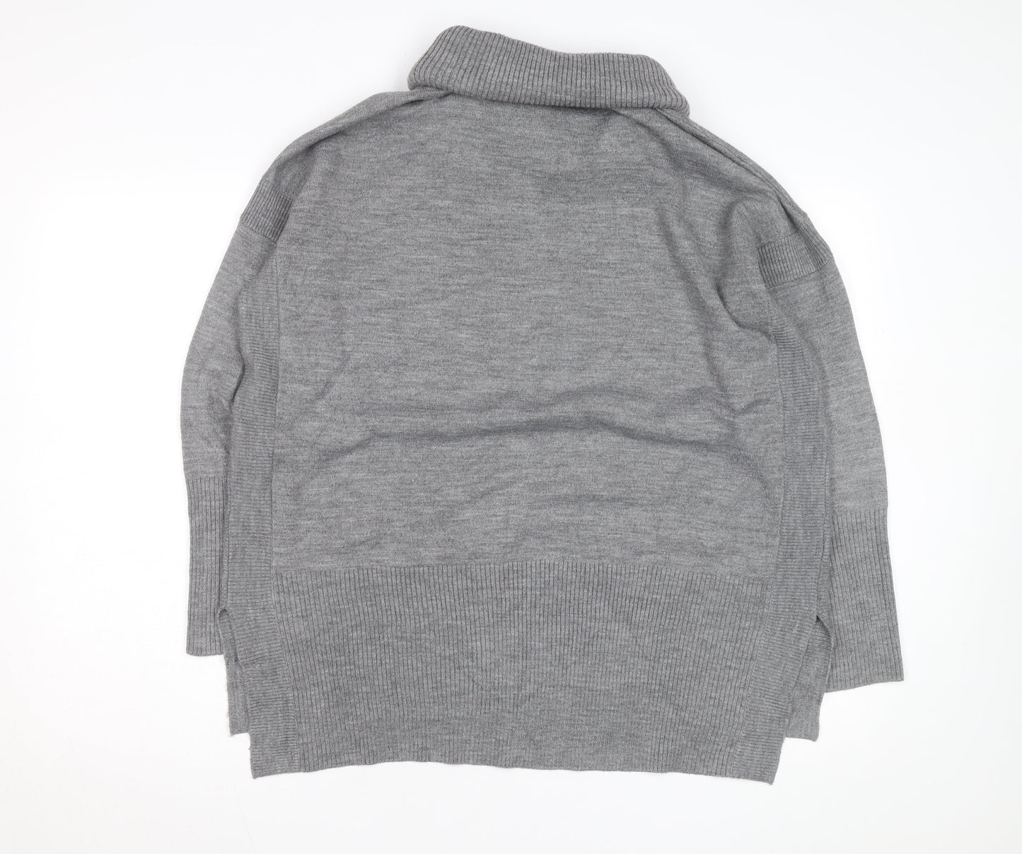 French Connection Women's Grey Roll Neck Wool Blend Jumper M