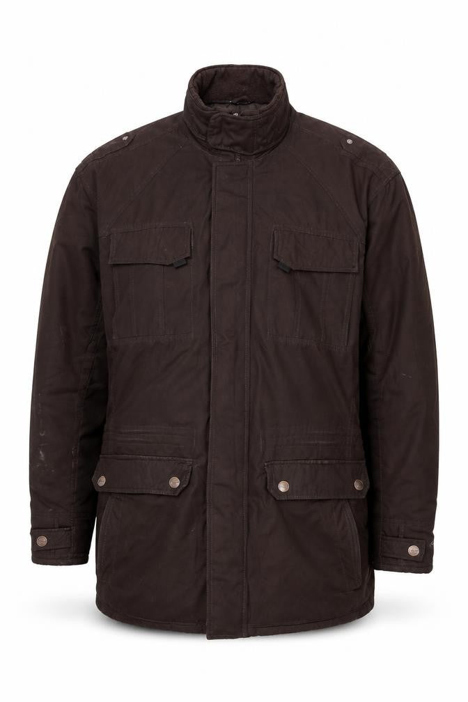 KAM Men Brown 2XL Parka Jacket Cotton Polyester Lined Zip Casual