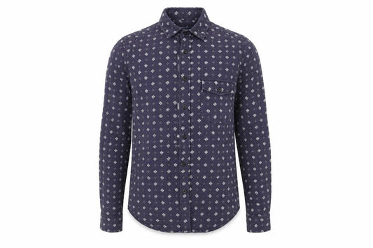 Topman Men's Blue Floral Classic Fit Long Sleeve Cotton Shirt XXS