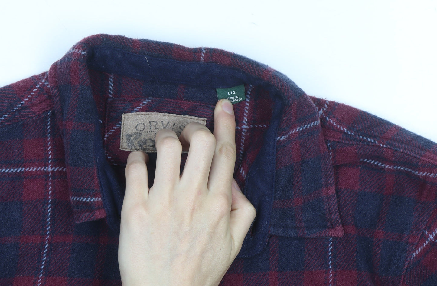Orvis Men's Red Check Flannel Long Sleeve Button-Up Shirt Size L