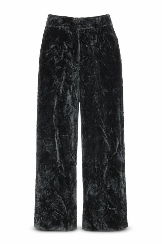 Bonwit Teller Womens Black Velvet Wide-Leg High Rise Formal Trousers Size 10