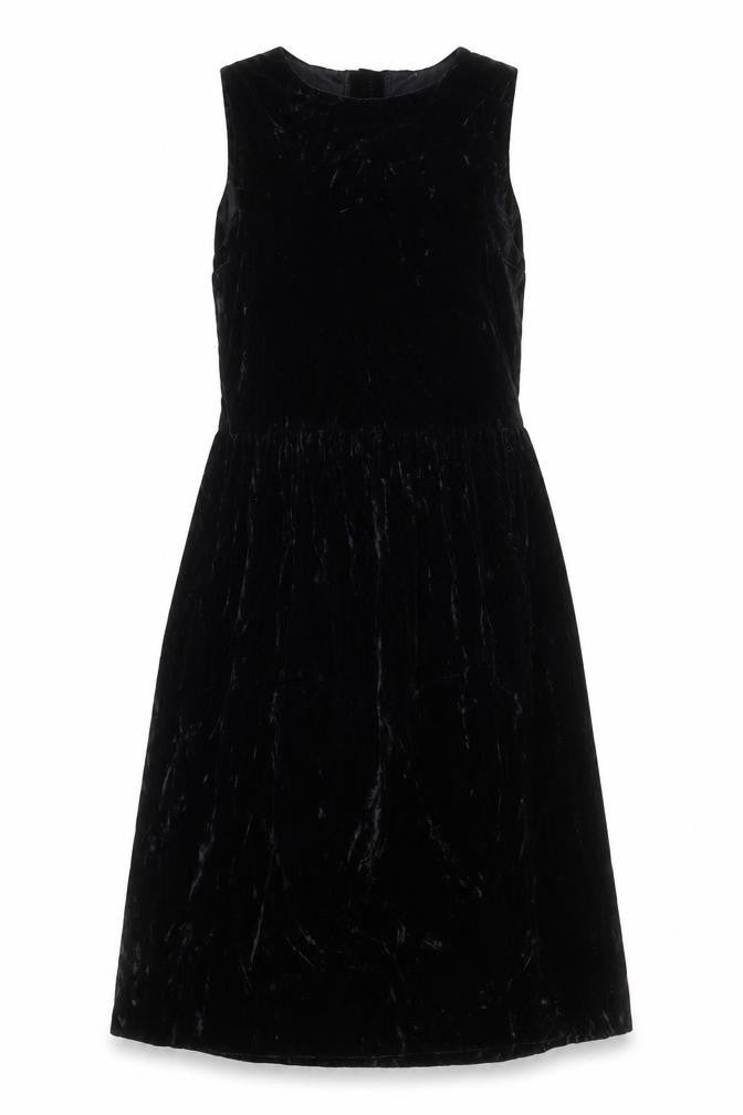 Lands' End Women's Black Velvet A-Line Sleeveless Dress Size 12