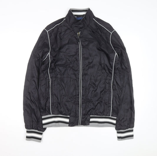 LE MERCIER Mens Black L Bomber Jacket Polyester Zip Casual