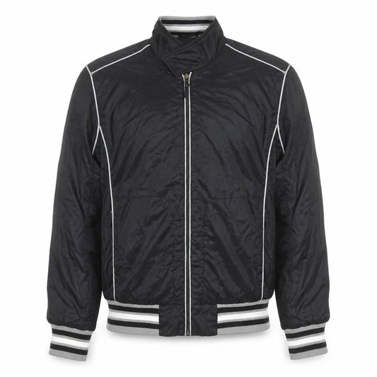 LE MERCIER Mens Black L Bomber Jacket Polyester Zip Casual
