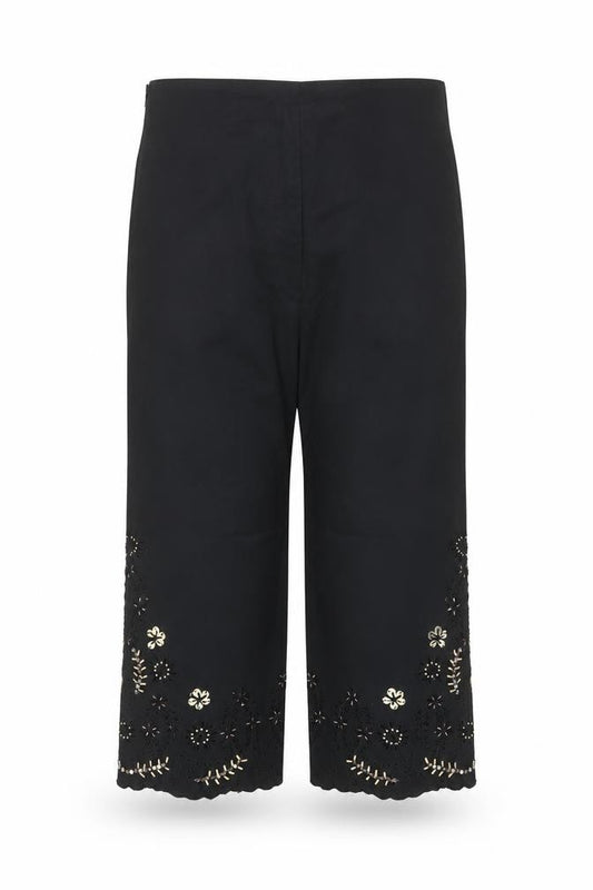 Vanity Womens Black Cropped Embroidered Beaded Trousers Size S