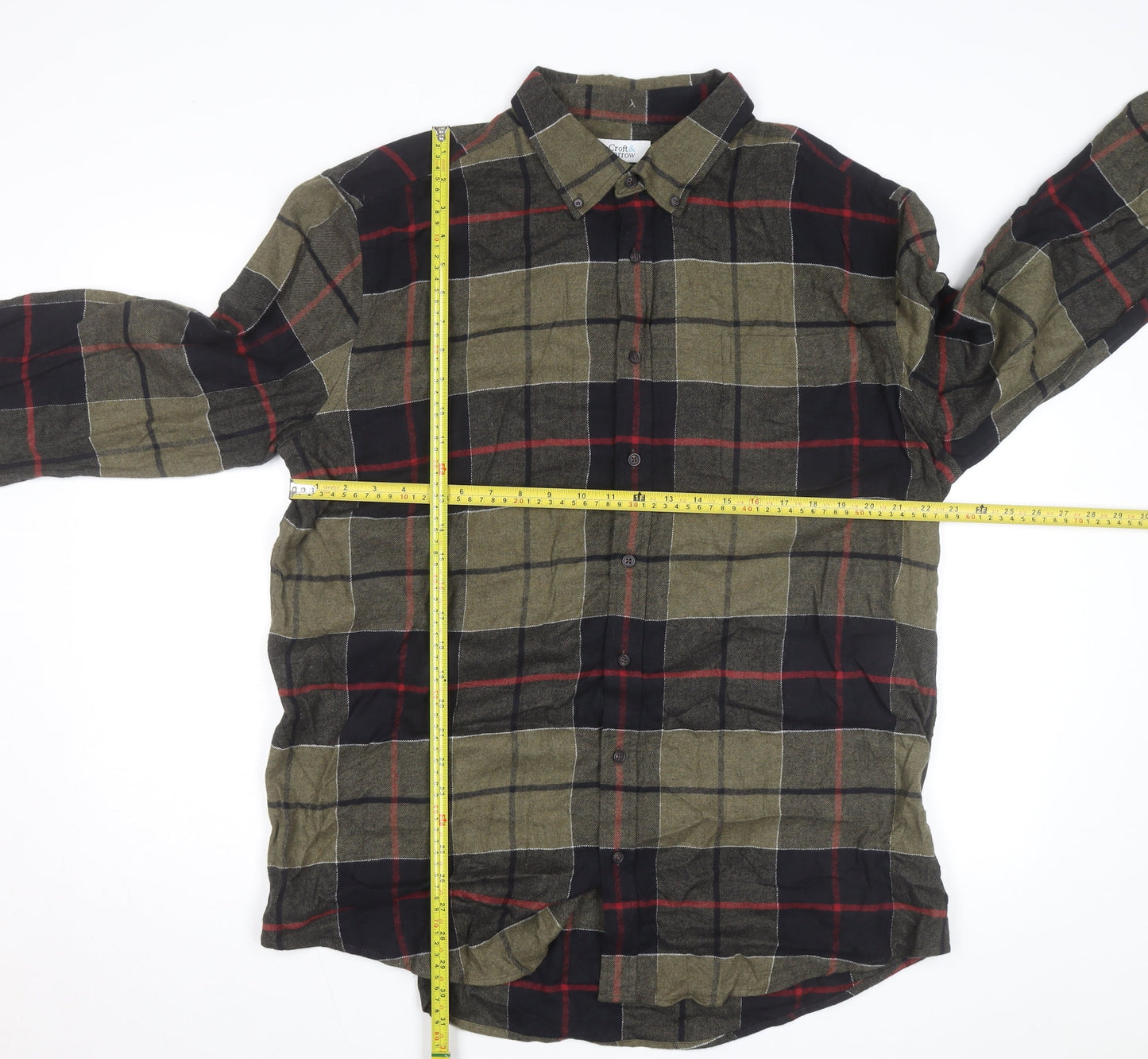 Croft & Barrow Men's Green Checked Flannel Button-Up Shirt XL