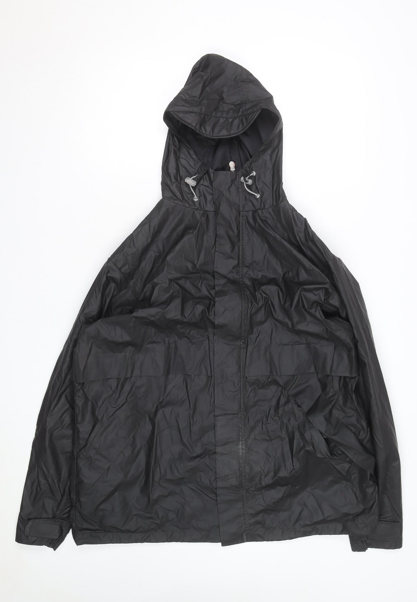 Lands' End Men's Black L Waterproof Hooded Rain Jacket Lined