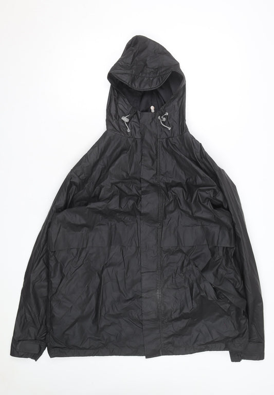 Lands' End Men's Black L Waterproof Hooded Rain Jacket Lined