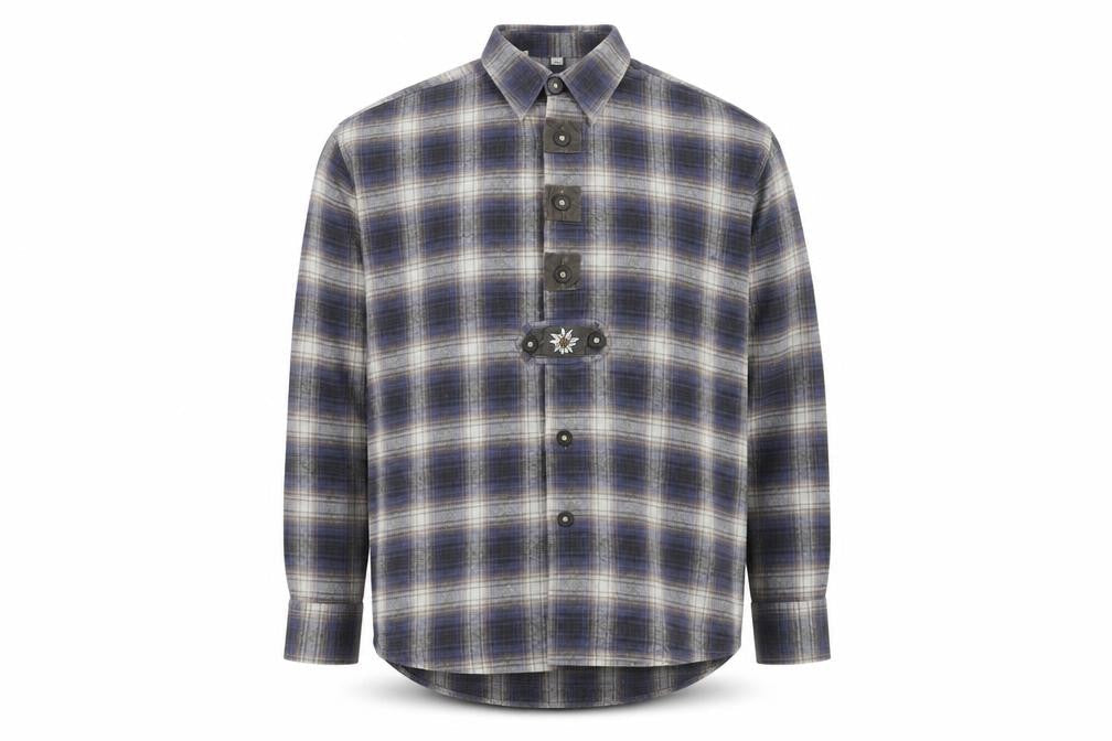 Genius Men's Blue Checked Flannel Cotton Button-Up Shirt Size 41