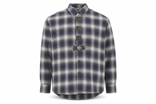 Genius Men's Blue Checked Flannel Cotton Button-Up Shirt Size 41