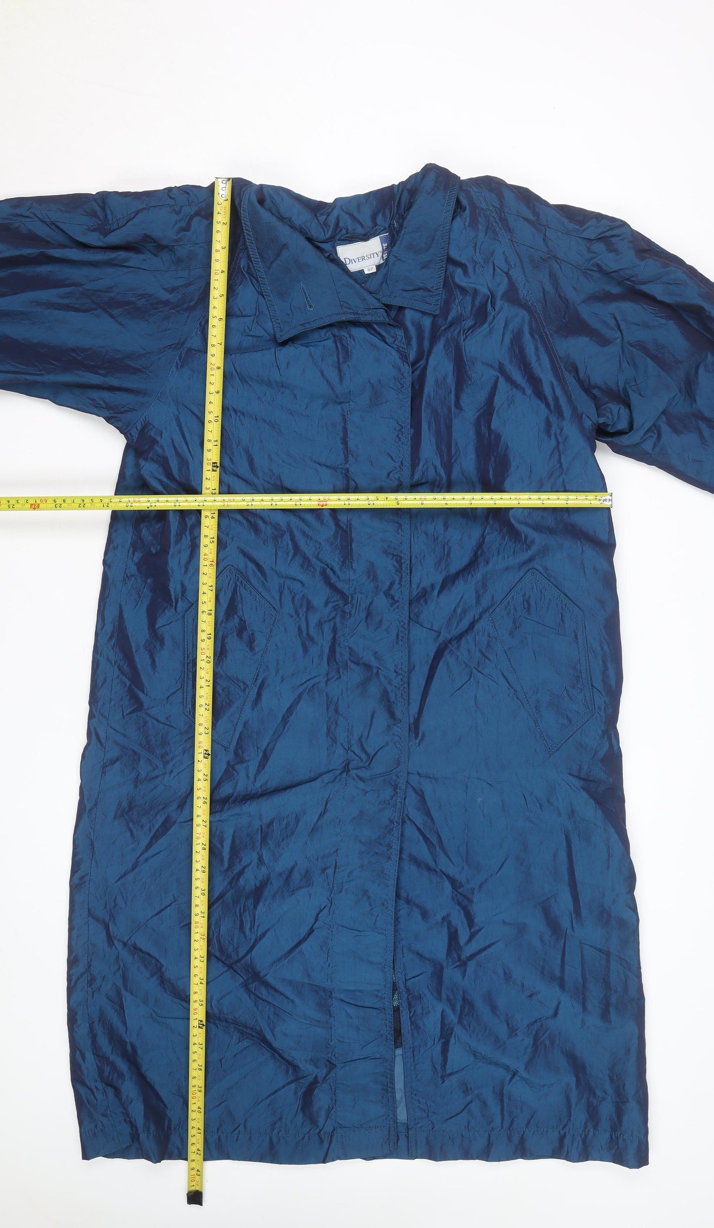 Diversity Women's Blue Petite 8 Mid-Length Rain Coat Nylon