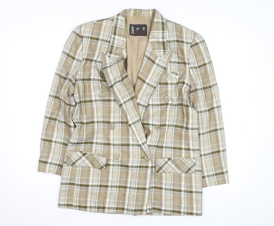 Miaoying Men's Beige Check Blazer M Regular Fit Business Jacket